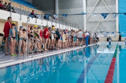 Чемпионат СПб РО ВОС по плаванью (построение участников)